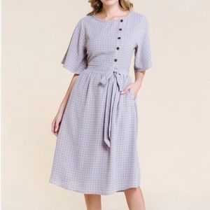 Polagram gray printed midi dress
